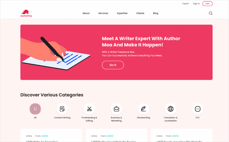 Website & Homepage Portfolio - AuthorMoa