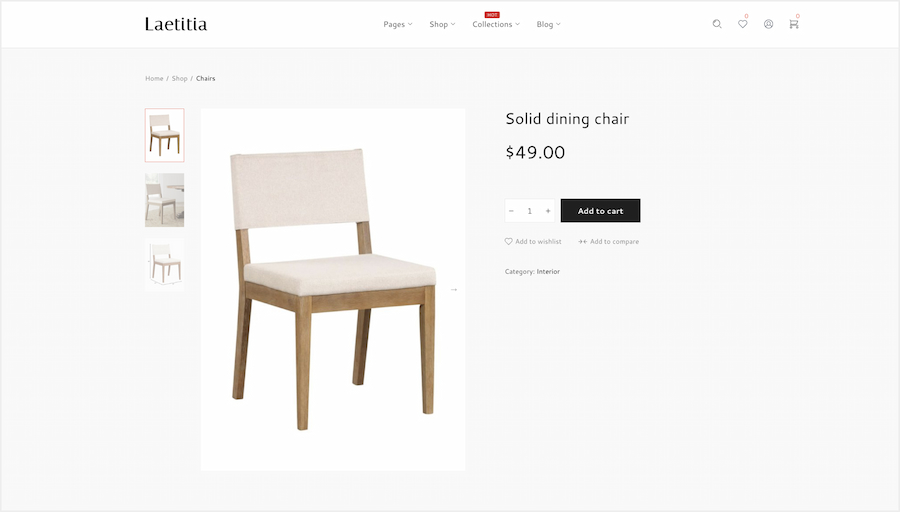 E-commerce Product Detail Page Portfolio - Laetitia